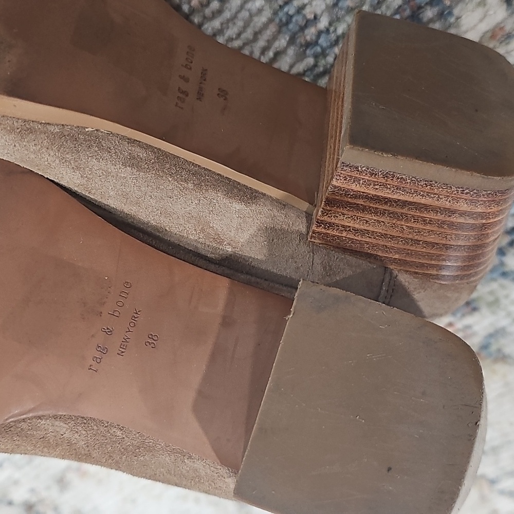Rag & Bone Rover Seude Ankle Boots Size 38 Tan Color - Picture 3 of 9